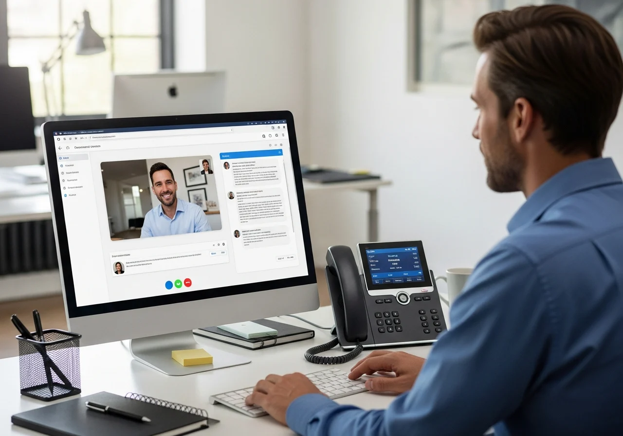 Panel de comunicaciones unificadas con telefonía IP, videollamadas y mensajería