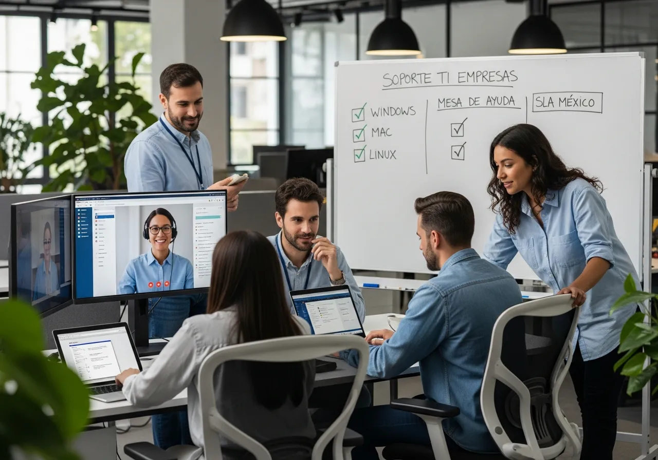 Alcance del soporte de Windows, Mac y Linux para empresas con mesa de ayuda y SLA